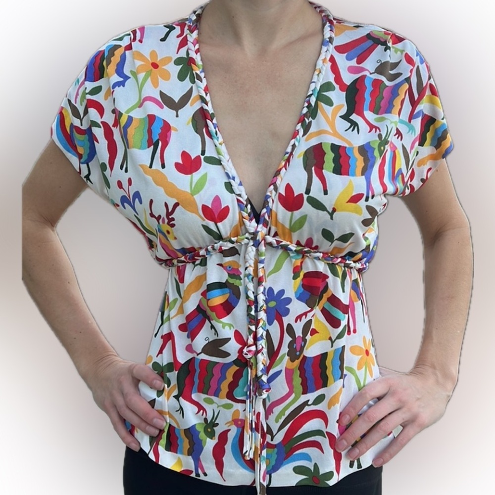 Nieves Lavi Anthro Animal Print Shirt Boho XS